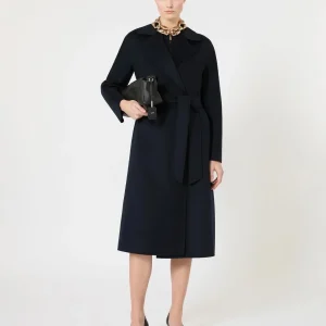 Max Mara Mstcles Lang kåpe i ull, kashmir og silke Marineblå
