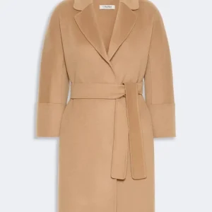 Max Mara Kort dobbeltsidig ullfrakk Arona Camel