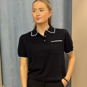 Allude Poloneck genser med korte armer Mørkeblå