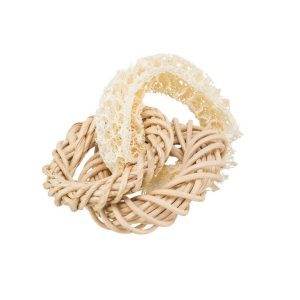 Loofah Ring With Rattan And Corn Leaf Ring, Ø 13 Cm