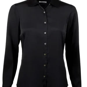 Susan Silkeskjorte plain front sort