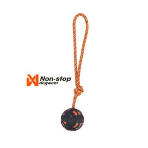 Non-Stop Dog Ball On Rope  Orange/Black 60X60 Mm