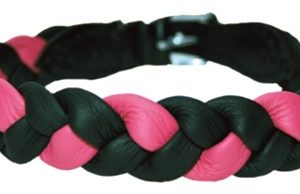 HALSBÅND, Trine, Flettet lær, rosa 20mm/45cm