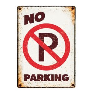 SKILT ‘No Parking’, Metall, 21×14,8cm.