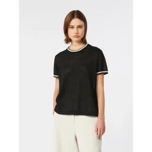 Max Mara kortermet genser i rent lingarn Sort