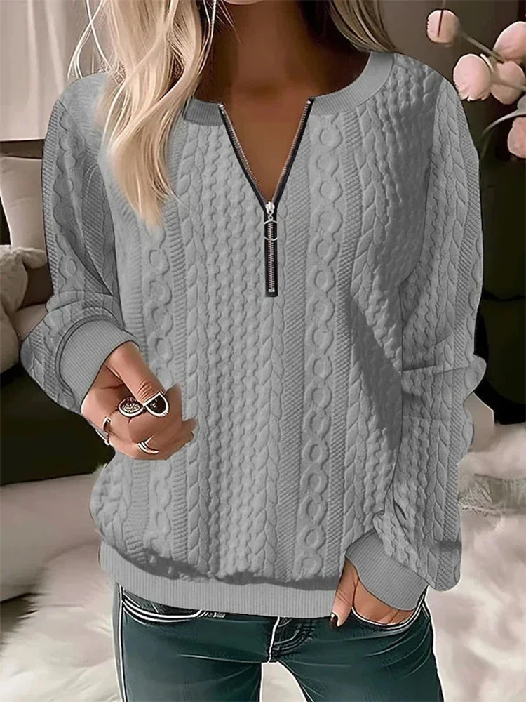 Therese - Langermet bluse med V-hals og glidelås - Image 7