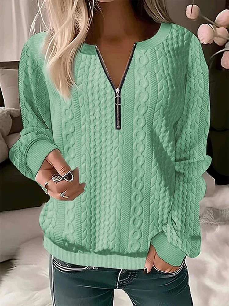Therese - Langermet bluse med V-hals og glidelås - Image 6