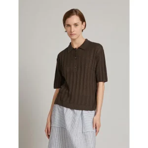 Max Mara Rivetto T-shirt lin Mørkebrun