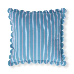 Lexington Home Stripet putetrekk i organisk bomull med muslingkant Blå 50X50cm