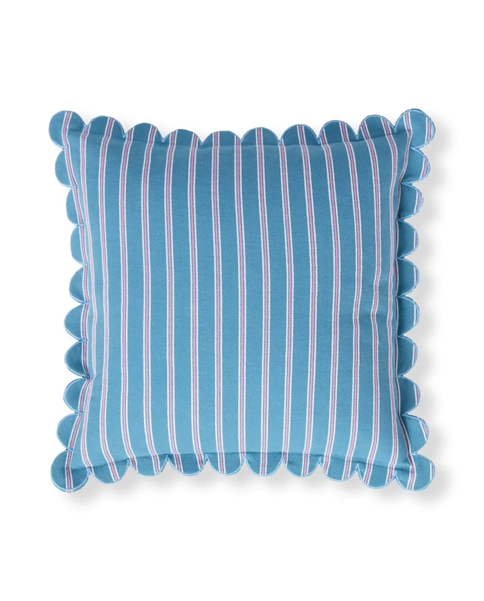 Lexington Home Stripet putetrekk i organisk bomull med muslingkant Blå 50X50cm - Image 2