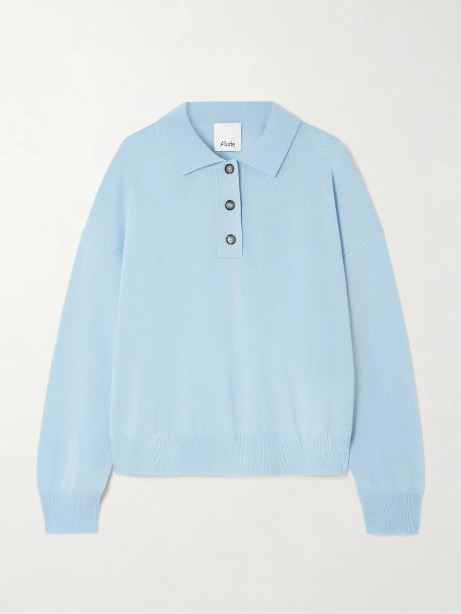 Allude klassisk genser med krage lyseblå - Image 4