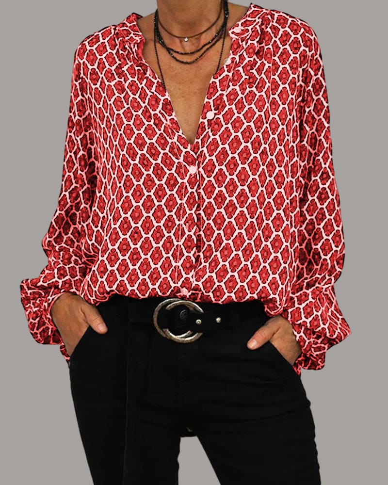 Elyssa - Uformell V-hals Midibluse - Image 3
